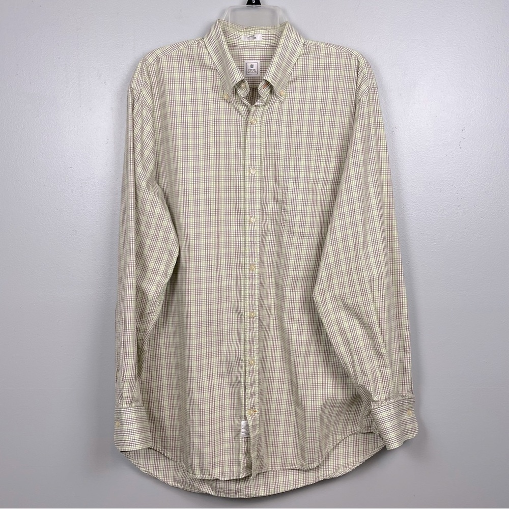 Peter Millar Cream Plaid Button-Down Shirt